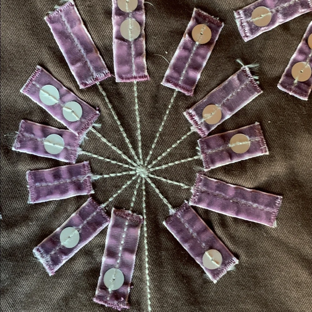 Boden Brown Purple Applique A-Line Cotton Skirt Lined Size 4 Boho Easy Breezy